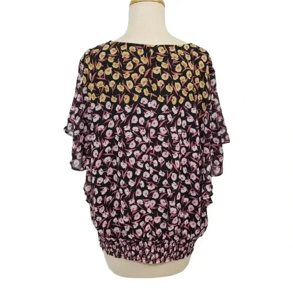 {Ann Taylor Factory} Floral Print Polyester Ruffled Blouse - Picture 4 of 14